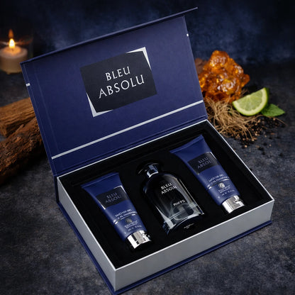 Set Parfum Arabesc Bărbați Bleu Absolu Riiffs – Apă de Parfum, Gel și Loțiune