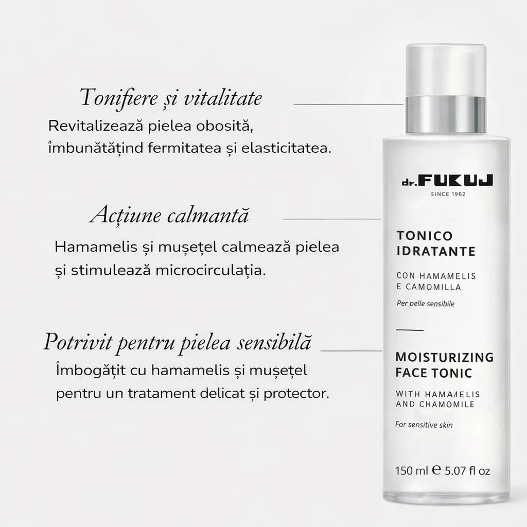 Loțiune tonică hidratantă Dr. Fukuj cu hamamelis și mușețel